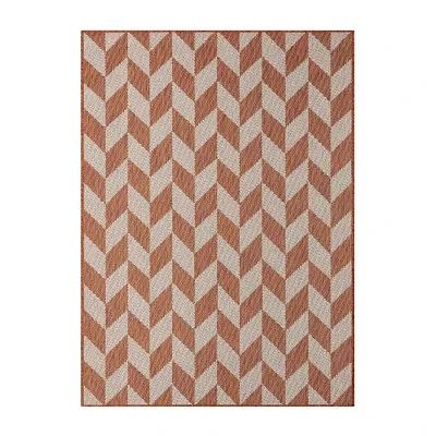 Nicole Miller Country Calla Herringbone Washable Outdoor Rectangular Area Rug