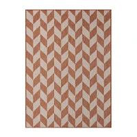Nicole Miller Country Calla Herringbone Washable Outdoor Rectangular Area Rug