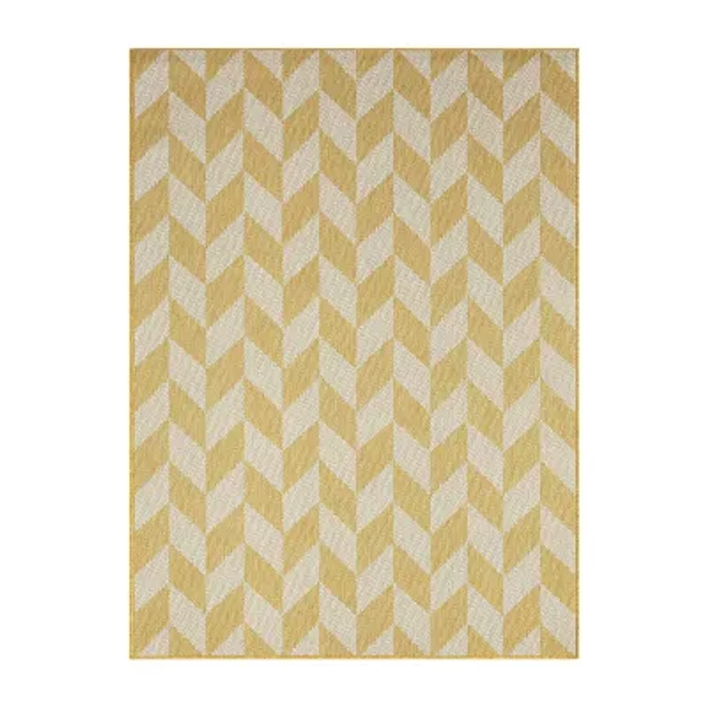 Nicole Miller Country Calla Herringbone Washable Outdoor Rectangular Area Rug
