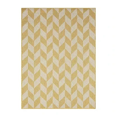 Nicole Miller Country Calla Herringbone Washable Outdoor Rectangular Area Rug