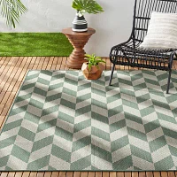 Nicole Miller Country Calla Herringbone Washable Outdoor Rectangular Area Rug