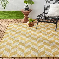 Nicole Miller Country Calla Herringbone Washable Outdoor Rectangular Area Rug