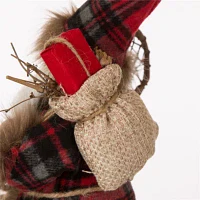 Glitzhome 12" Plaid Santa Figurine