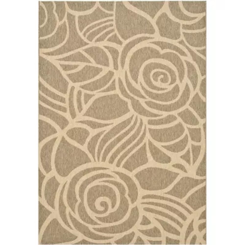 Courtyard Transitional Rose Indoor/Outdoor Rectangular Rugs