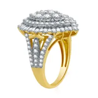 H-I / I1) Womens CT. T.W. Lab Grown White Diamond 10K Gold Halo Cocktail Ring