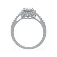 (H-I / I1) Womens 1/4 CT. T.W. Lab Grown White Diamond Sterling Silver Cushion Halo Cocktail Ring