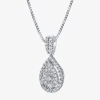 Diamond Blossom (H-I / I1) Womens 1 CT. T.W. Lab Grown White Diamond 10K White Gold Pear Pendant Necklace