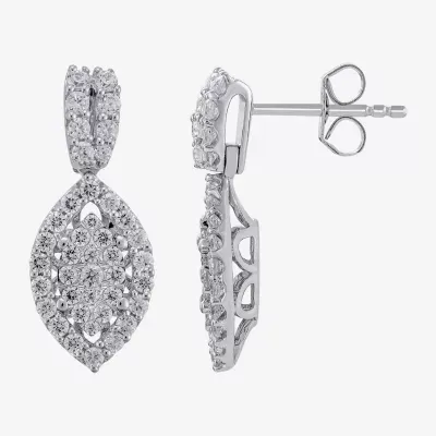 Diamond Blossom (H-I / I1) 1 CT. T.W. Lab Grown White Diamond 10K White Gold Marquise Drop Earrings