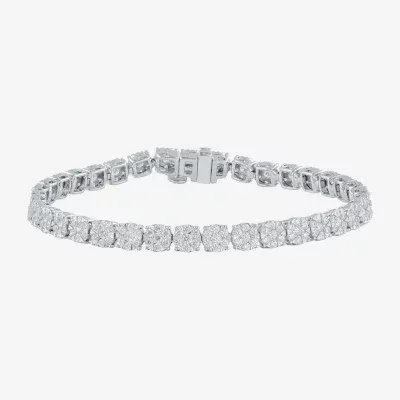 (H-I / I1) Womens 4 CT. T.W. Lab Grown White Diamond 10K White Gold 7.25 Inch Tennis Bracelet