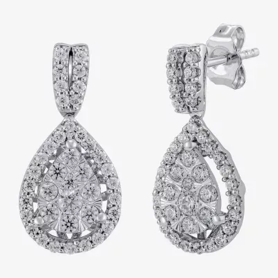 Diamond Blossom (H-I / I1) 1 CT. T.W. Lab Grown White Diamond 10K White Gold Pear Drop Earrings