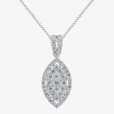 Diamond Blossom (H-I / I1) Womens 1 CT. T.W. Lab Grown White Diamond 10K White Gold Pendant Necklaces