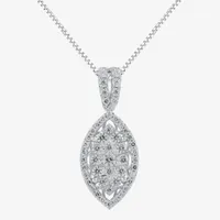 Diamond Blossom (H-I / I1) Womens 1 CT. T.W. Lab Grown White Diamond 10K White Gold Marquise Pendant Necklace