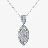 Diamond Blossom (H-I / I1) Womens 1 CT. T.W. Lab Grown White Diamond 10K White Gold Marquise Pendant Necklace