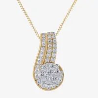 Diamond Blossom Womens 1 CT. T.W. Mined White Diamond 10K Two Tone Gold Pendant Necklace
