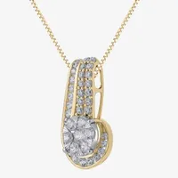 Diamond Blossom Womens 1 CT. T.W. Mined White Diamond 10K Two Tone Gold Pendant Necklace