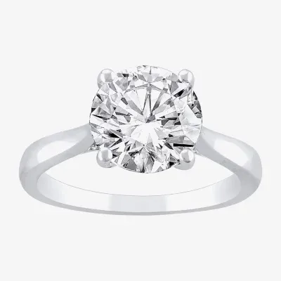 (I-J / SI2) Womens 3 CT Lab Grown White Diamond 14K Gold Round Solitaire Engagement Ring