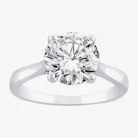 Womens 3 CT Lab Grown White Diamond 14K Gold Round Solitaire Engagement Ring