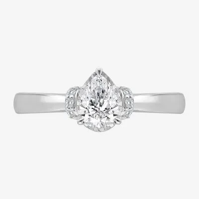 (I / I1) Womens 1 CT. T.W. Lab Grown White Diamond 10K or 14K Gold Pear Solitaire Engagement Ring