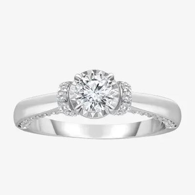 (I / I1) Womens 1 CT. T.W. Lab Grown White Diamond 10K or 14K Gold Round Solitaire Engagement Ring