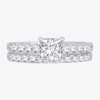 (H-I / SI1-SI2) Signature By Modern Bride Womens 2 CT.TW Lab Grown White Diamond 14K Gold Side Stone Bridal Set