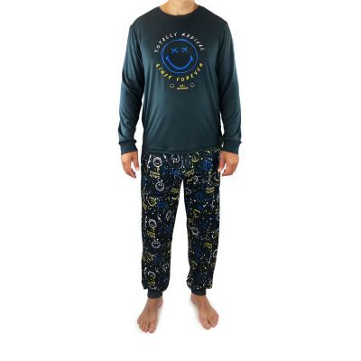 SmileyWorld Mens Crew Neck Long Sleeve 2-pc. Pant Pajama Set
