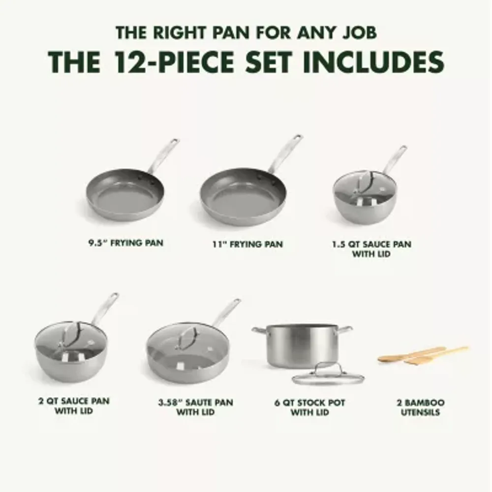 GreenPan Chatham Stainless Steel Ceramic Non-Stick 12-pc. Cookware Set