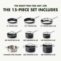 GreenPan Prime Midnight Ceramic Non-Stick 15-pc. Cookware Set