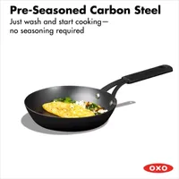 OXO Black Steel 8" Frying Pan with Silicone Sleeve