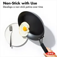 OXO Black Steel 8" Frying Pan with Silicone Sleeve