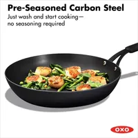 OXO Black Steel 12" Frying Pan with Silicone Sleeve