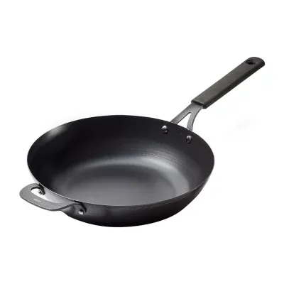 OXO Black Steel 12" Wok with Helper Handle & Silicone Sleeve