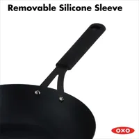 OXO Black Steel 12" Wok with Helper Handle & Silicone Sleeve