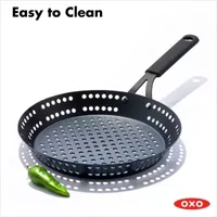 OXO Black Steel 12" BBQ Frying Pan with Silicone Sleeve