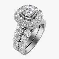 Signature By Modern Bride (G-H / Si2) Womens 3 CT. T.W. Lab Grown White Diamond 10K Gold Cushion Bridal Set