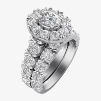 Signature By Modern Bride (G-H / Si2) Womens 3 CT. T.W. Lab Grown White Diamond 10K Gold Round Bridal Set