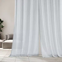 Exclusive Fabrics & Furnishing Solid Faux Linen Rod Pocket Sheer Single Curtain Panels