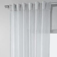 Exclusive Fabrics & Furnishing Solid Faux Linen Rod Pocket Sheer Single Curtain Panels