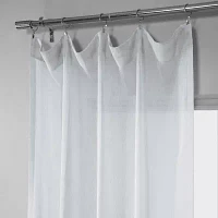 Exclusive Fabrics & Furnishing Solid Faux Linen Rod Pocket Sheer Single Curtain Panels