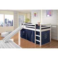 Tent Twin Low Loft Bed with Slide &