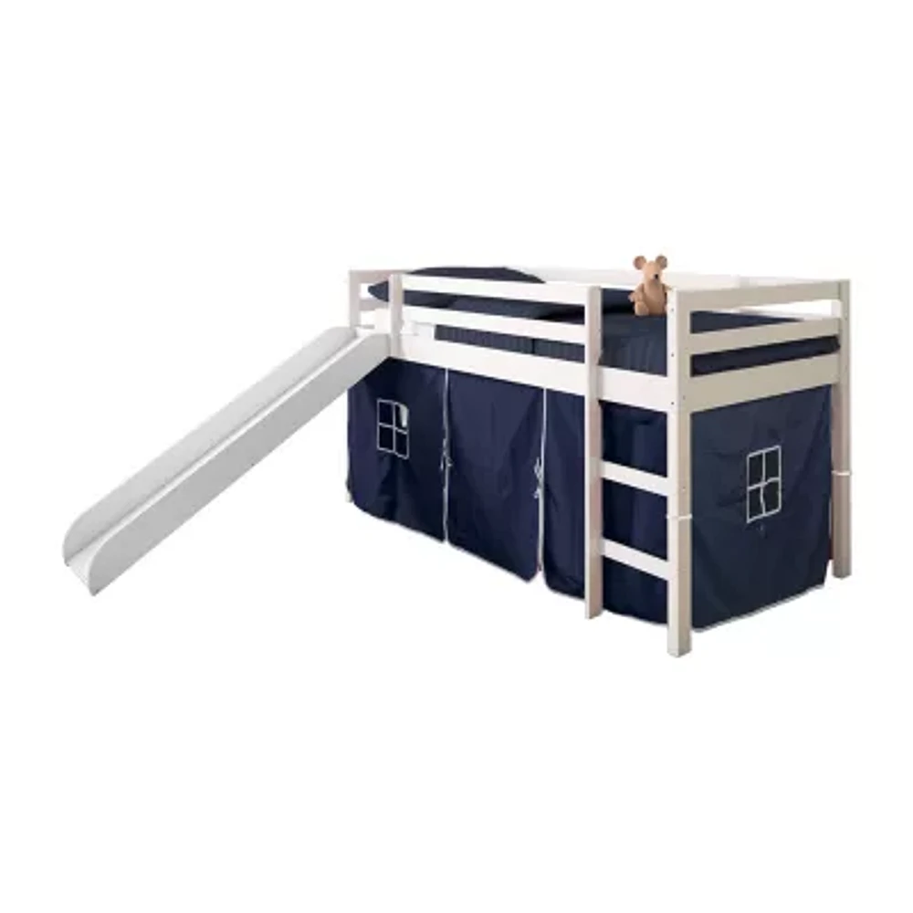 Tent Twin Low Loft Bed with Slide &