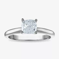 (G / Si2) Womens 1 CT. Lab Grown White Diamond 10K Gold Round Cushion Solitaire Engagement Ring