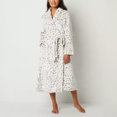 Liz Claiborne Womens Tall Long Sleeve Long Length Plush Robe