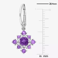 Genuine Gemstone 18K Gold Over Silver Snowflake Drop Earrings