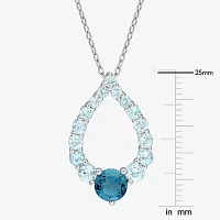 Womens Genuine Gemstone 18K Gold Over Silver Pendant Necklace