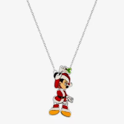 Disney Classics Silver Tone 16 Inch Cable Mickey Mouse Pendant Necklace