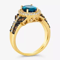 Le Vian® Ring featuring Deep Sea Blue Topaz™ Chocolate Diamonds® Nude Diamonds™ set in 14K Honey Gold™