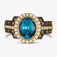 Le Vian® Ring featuring Deep Sea Blue Topaz™ Chocolate Diamonds® Nude Diamonds™ set in 14K Honey Gold™