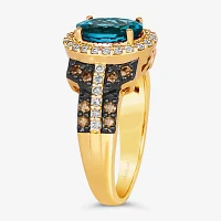 Le Vian® Ring featuring Deep Sea Blue Topaz™ Chocolate Diamonds® Nude Diamonds™ set in 14K Honey Gold™