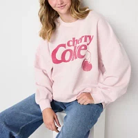 Juniors Cherry Coke Crew Sweatshirt Womens Neck Long Sleeve