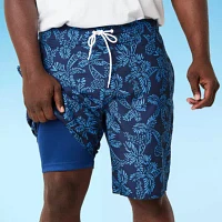 St. John's Bay E-Board Big and Tall Floral Swim Shorts
